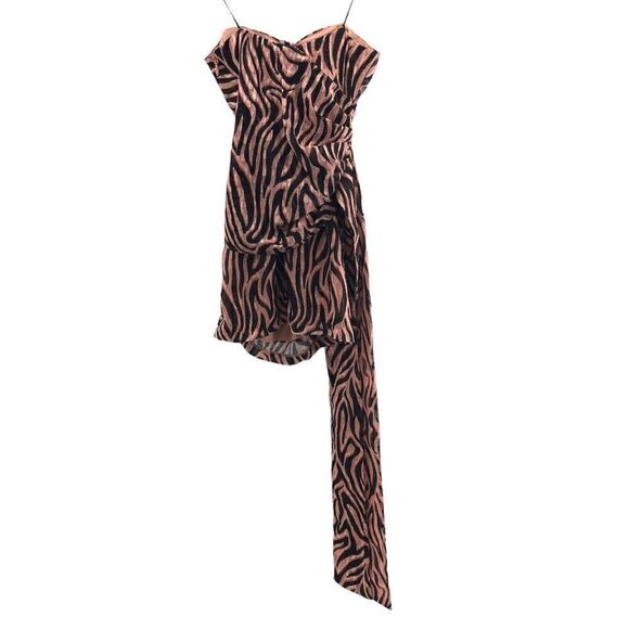 DUNDAS x REVOLVE Lana Mini Dress in Natural Zebra - Picture 3 of 9